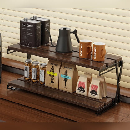 Estante plegable de escritorio de 2 o 3 niveles (nogal, madera maciza o negro)