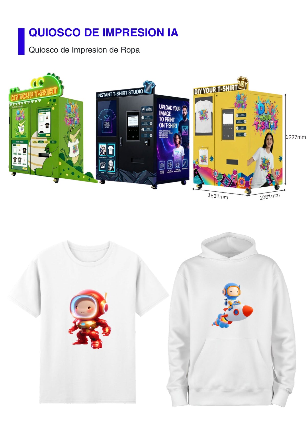 Quiosco de impresión de camisetas con IA