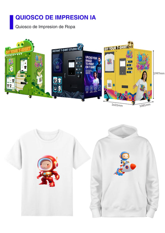 Quiosco de impresión de camisetas con IA