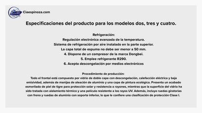 Especificaciones de refrigeración FlowerBot modelos 2, 3 y 4