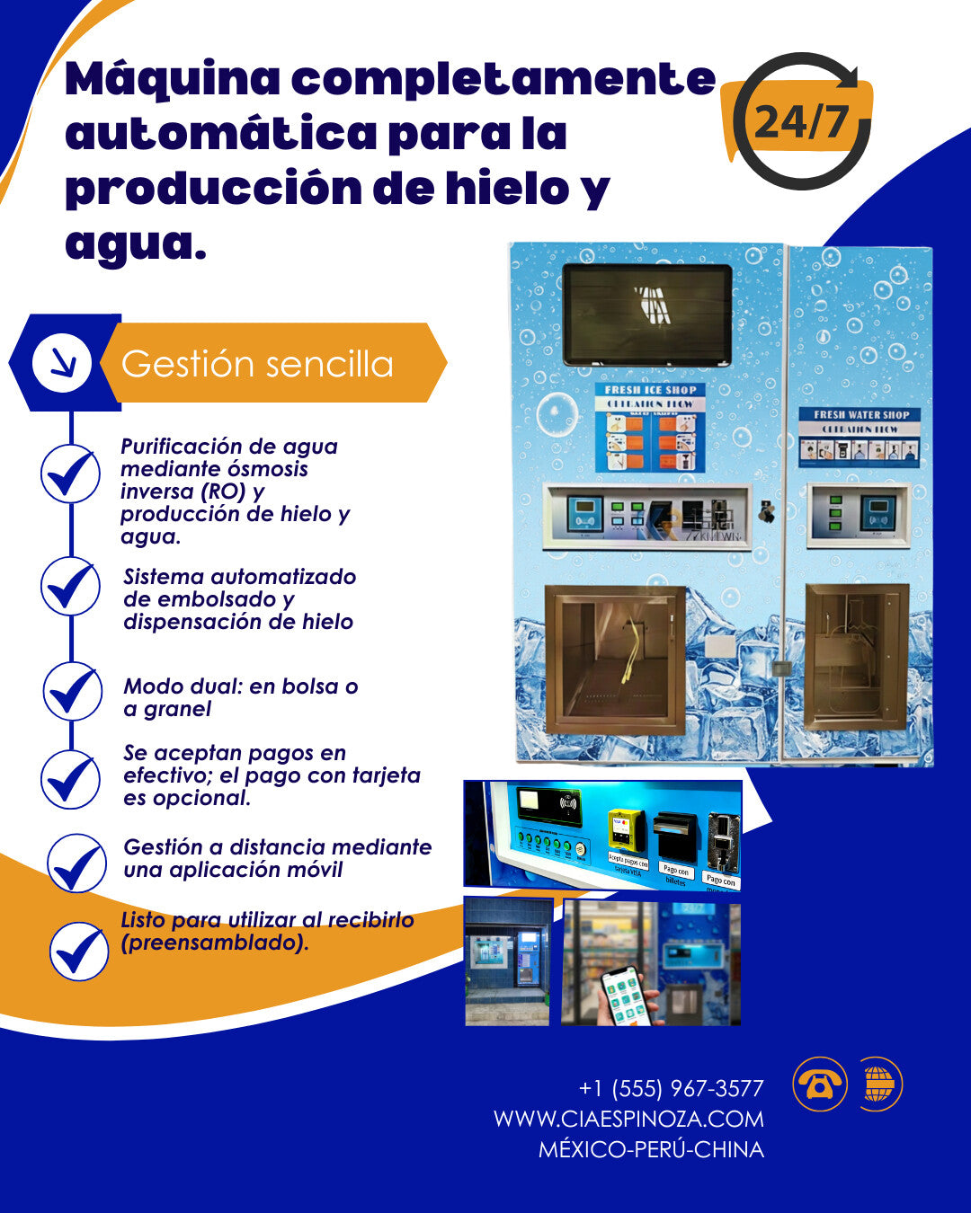 Máquina completamente automática para producción de hielo y agua