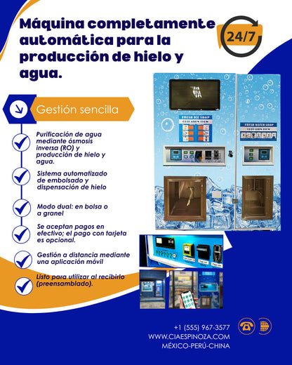 Máquina completamente automática para producción de hielo y agua
