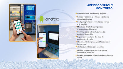 App de control y monitoreo remoto para expendedora de hielo