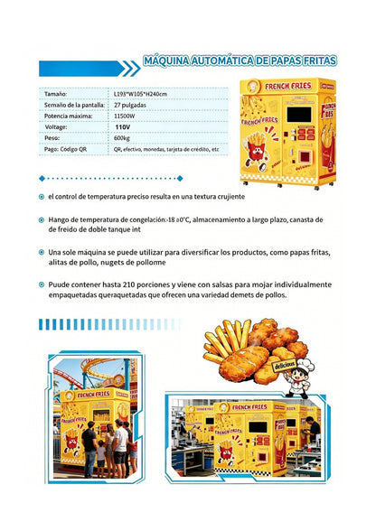 Máquina automática de papas fritas - ficha técnica