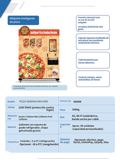 Máquina expendedora inteligente de pizza - ficha técnica