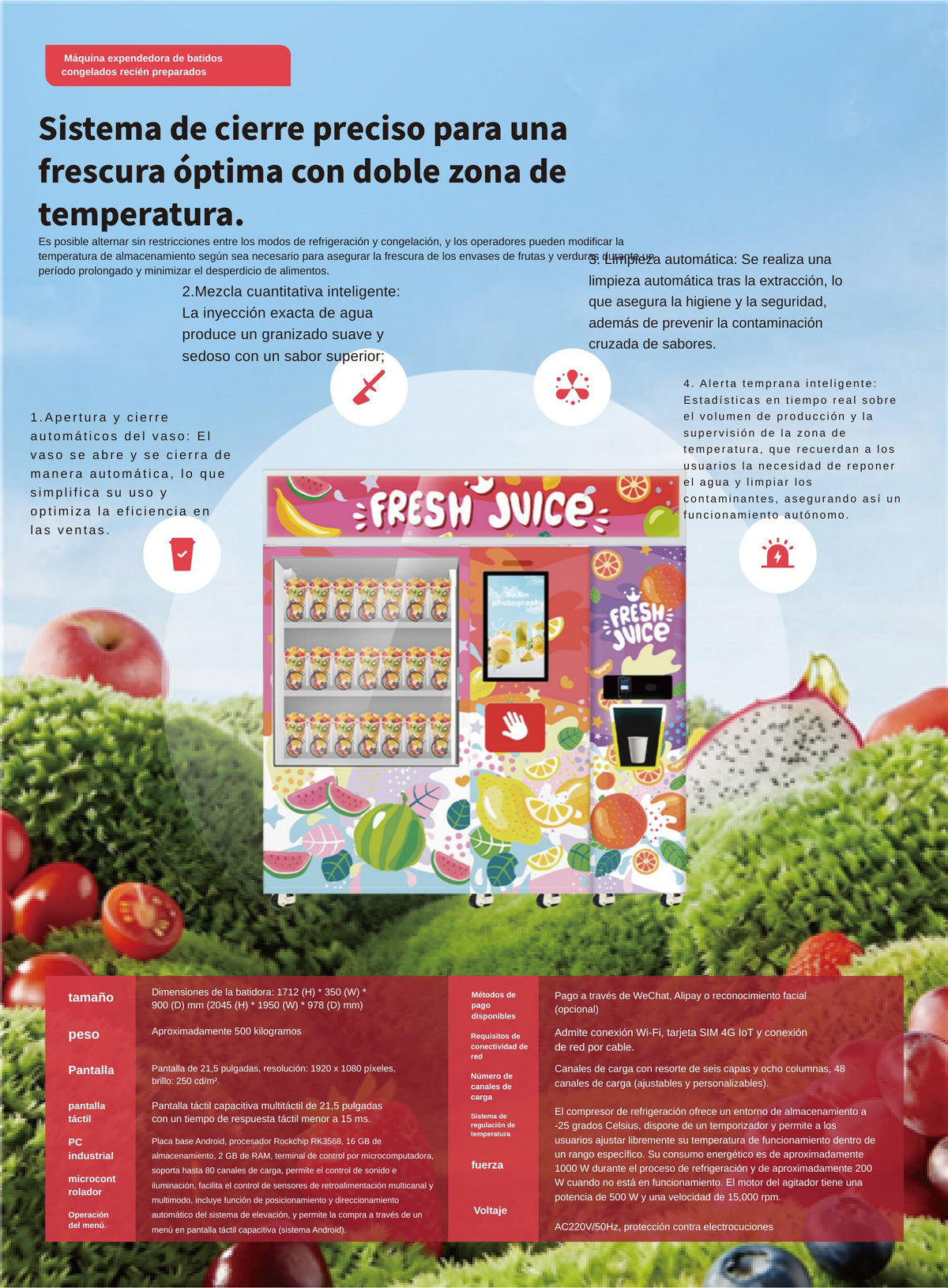 Máquina expendedora de batidos y smoothies congelados - ficha técnica CIAESPINOZA
