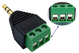 Conector de audio de 3.5mm macho a terminal de tornillo de 3 pines