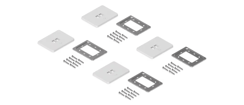 Placa de Pared Horizontal Universal para Keystone de 2 Puertos con Cubierta Pintable, Acabado Personalizable, Paquete con 4 Piezas