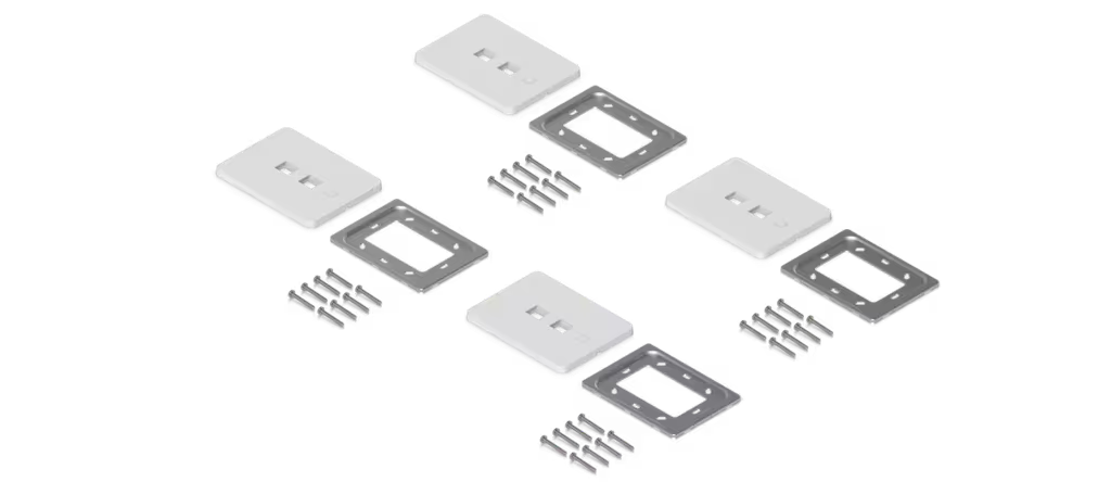 Placa de Pared Vertical Universal para Keystone de 2 Puertos con Cubierta Pintable, Acabado Personalizable, Paquete con 4 Piezas
