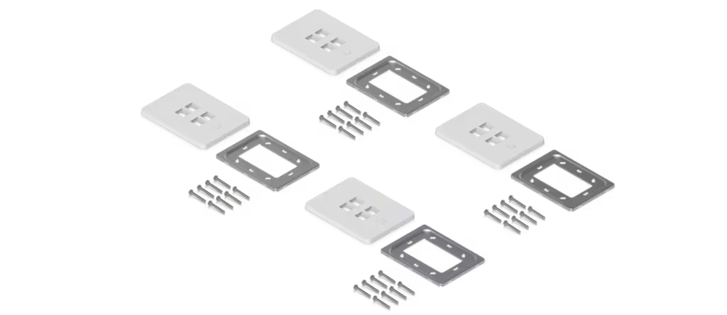 Placa de Pared Vertical Universal para Keystone de 4 Puertos con Cubierta Pintable, Acabado Personalizable, Paquete con 4 Piezas