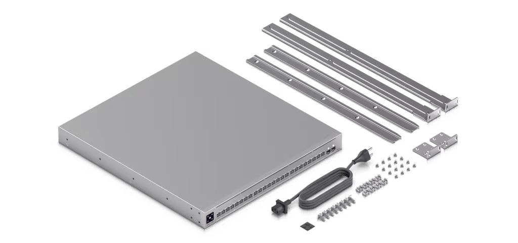 UniFi Switch USW-Pro-XG-24-PoE / Capa 3 / 24 puertos PoE+++ (16 × 10 GbE, 8 × 2,5 GbE) + 2 puertos SFP28 25 G / 720 W PoE total