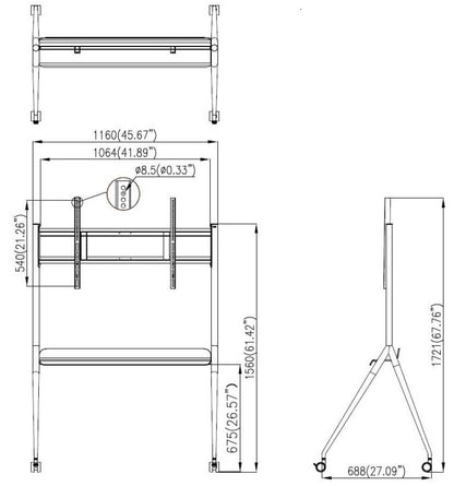 Montaje de Piso Móvil para Pantallas de 55" hasta 75" / Compatible con VESA / Incluye Soporte para la Pantalla