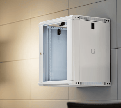 UACC Rack Cabinet 12U (550 x 450 mm) - Gabinete Cerrado para Montaje en Pared con Puerta de Vidrio Templado, Totalmente Ensamblado con Ventiladores