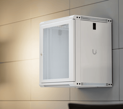 UACC Rack Cabinet 12U (550x 450 mm) - Gabinete Cerrado para Montaje en Pared con Puerta Frontal Perforada, Totalmente Ensamblado con Ventiladores