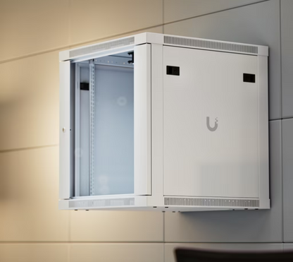 UACC Rack Cabinet 12U (598 x 600 mm) - Gabinete Cerrado para Montaje en Pared con Puerta Frontal de Vidrio Templado, Totalmente Ensamblado con