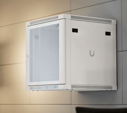 UACC Rack Cabinet 12U (598 x 600 mm) - Gabinete Cerrado para Montaje en Pared con Puerta Frontal Perforada, Totalmente Ensamblado con Ventiladores