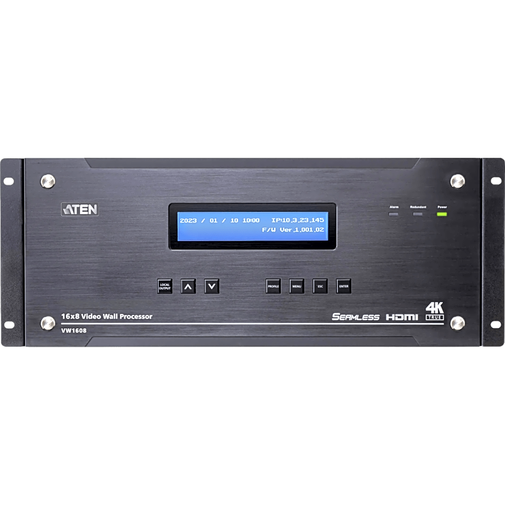 Procesador de Video Wall Modular 4U / 16 Entradas 8 Salidas / True 4K@60Hz / FPGA / H.265-H.264 / Redundancia Dual PSU / Encadenamiento