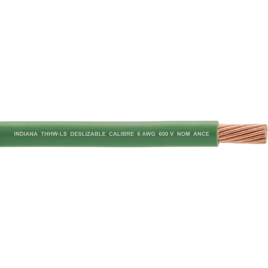 Cable THW-LS / Calibre 6 AWG / 19 Hilos / Color Verde / Bobina 100 m (328 ft)