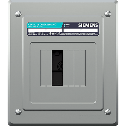 Centro de carga monofásico para empotrar. 1 Fase, 3 Hilos para interruptores QD, de 4 polos, 120/240vca, Barras de aluminio 125 Amp, Nema 1.
