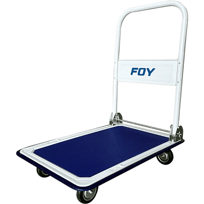 Carro Plataforma Plegable de Acero / Capacidad 300 kg / Ruedas TPR / Mango Retráctil / Uso Doméstico e Industrial