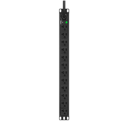 PDU ES2P Básico para Distribución de Energía, Enchufe de Entrada NEMA 5-20P, Con 12 Contactos NEMA 5-20R, Instalación Horizontal de 19in, 1UR, 20
