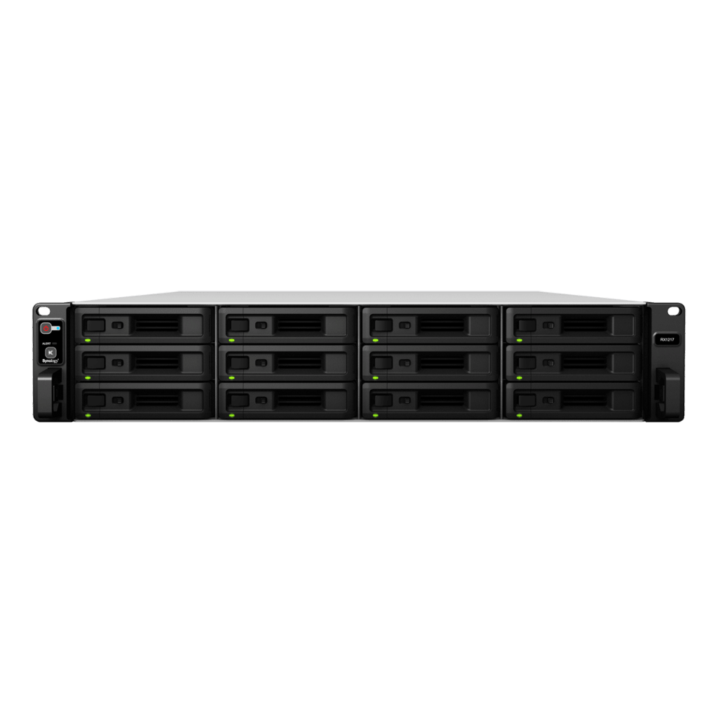 Unidad de Expansión Synology RX1217/RX1217RP | 12 Bahías de Disco | Compatible con SATA 3.5” y 2.5” | Expansión de Volumen en Línea | Fuentes de
