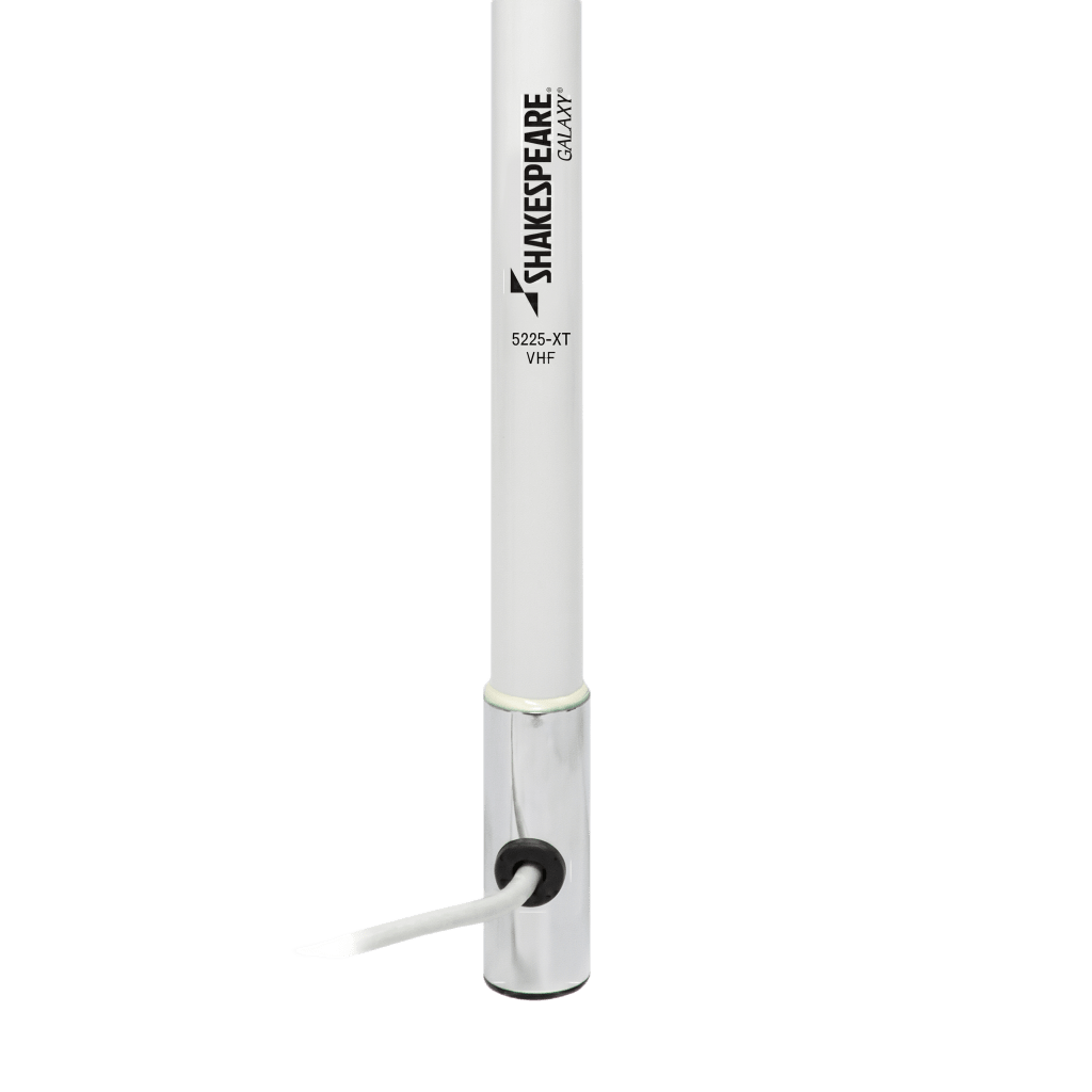 Antena Marina VHF SHAKESPEARE 5225-XT Serie Galaxy / 6 dB / 100 W / Cable RG-8/X 6.1 m (20 ft) / Contera Acero Inoxidable / 2.4 m (7.9 ft) / Banda