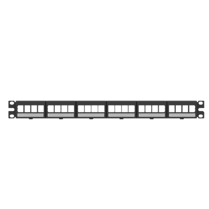 Panel de Parcheo Modular Keystone (Sin Conectores) con Placas de Acceso Frontal, de 24 Puertos, Espacio Para Identificación con Etiqueta Adhesiva, 1UR