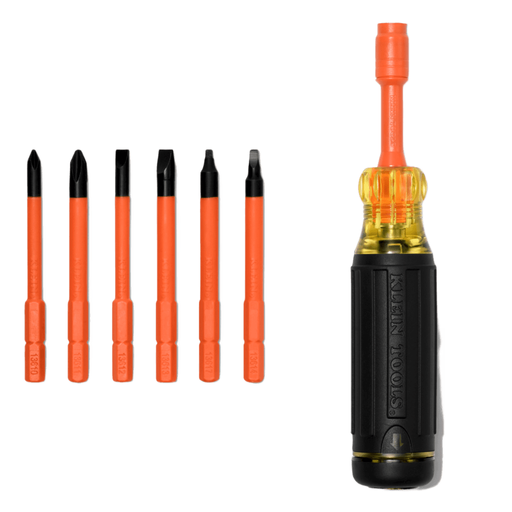Destornillador Aislado 6-en-1 Auto-Lock / Aislado 1000V CAT III / Almohadilla de agarre / Almacenamiento de brocas integrado / Bits Philips #1 #2