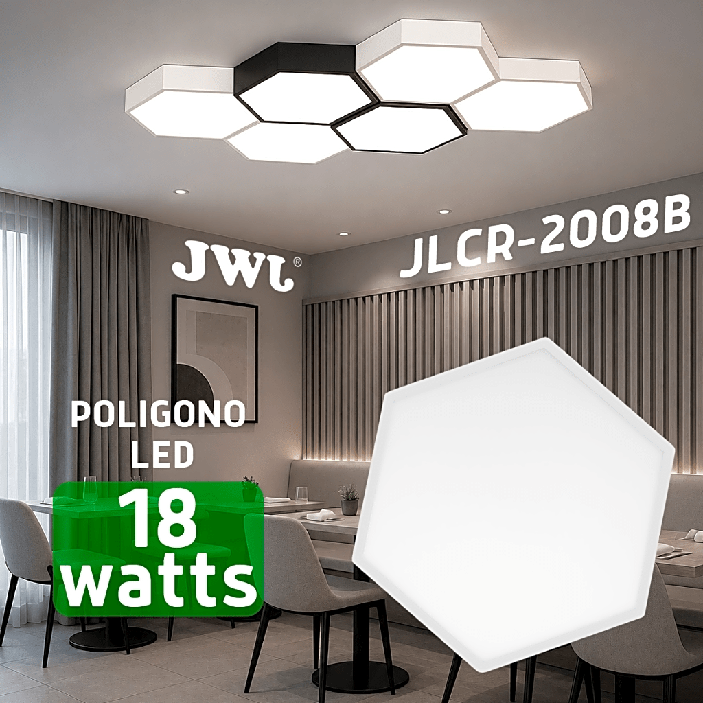 Lampara LED Poligonal de 18 W / 1 800 lm / 127-265V~50/60Hz / Acabado Blanco Mate / Angulo de Luz 140° / Dimensiones 230 x 60 mm (Largo y Alto)