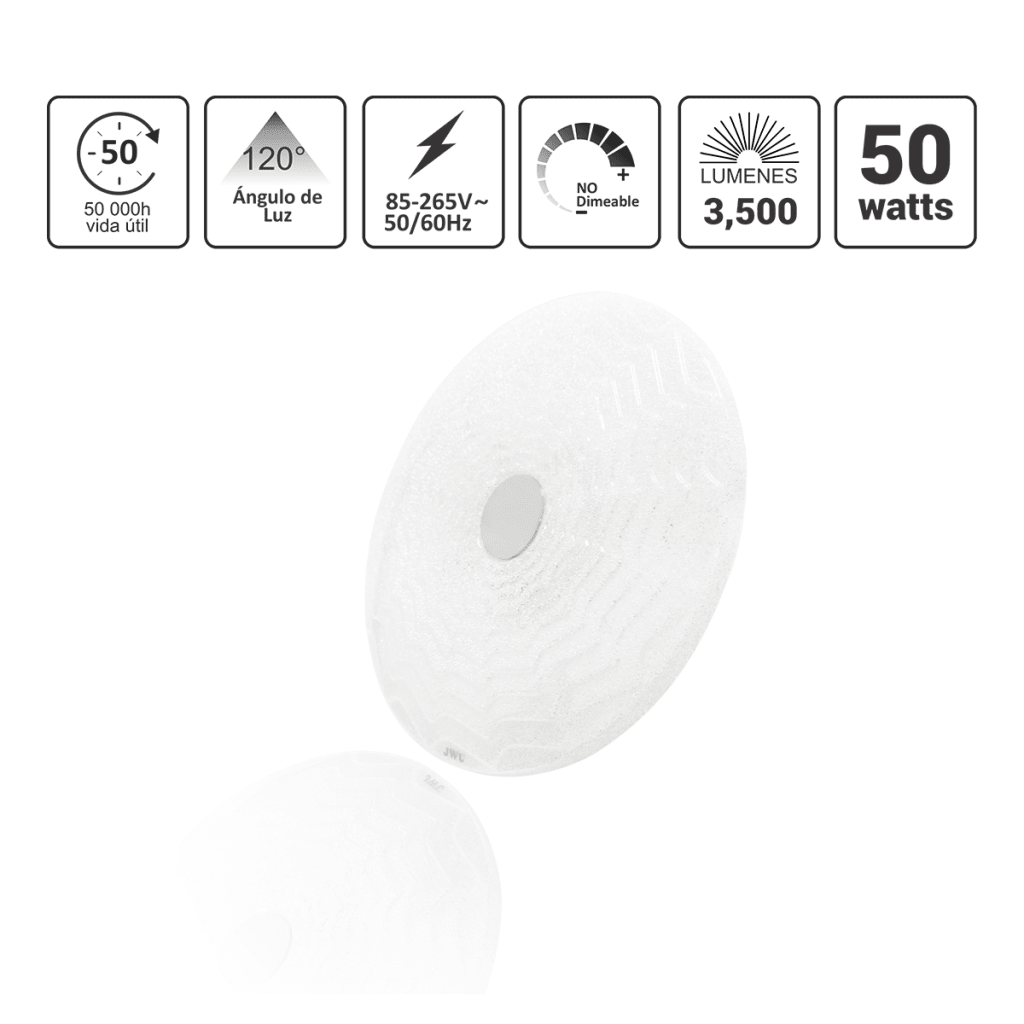 Lámpara de Techo LED / 40W / 3000 Lúmenes / 3 Temperaturas de Color (2700K-6500K) / IP20 Interior / Vida Útil 50,000 Horas / Material Aluminio y PC