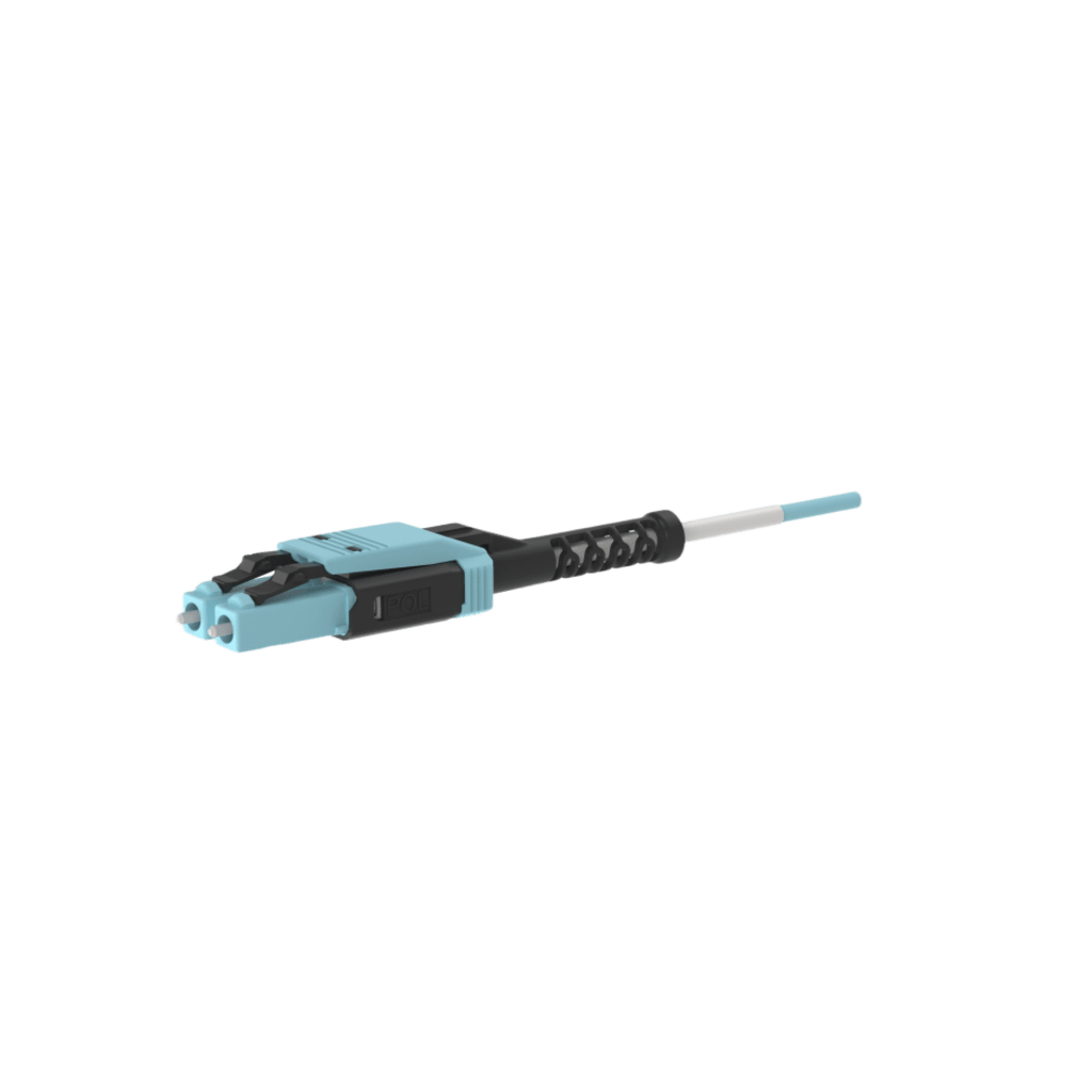 Jumper de Fibra Óptica Multimodo 50/125 OM4, LC-LC Uniboot Duplex, LSZH, Color Aqua, 5 Metros