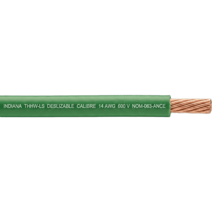 Cable THW-LS / Calibre 14 AWG / 19 Hilos / Color Verde / Bobina 100 m (328 ft)