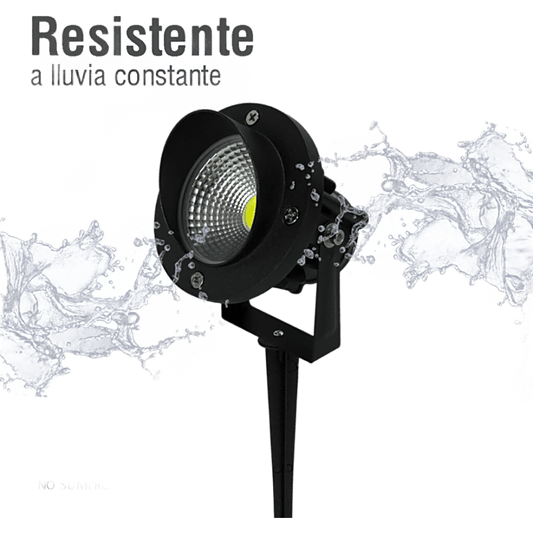 Luminario LED Tipo Estaca / COB / 12W / 110-240V~ 60Hz / IP65 / 2700 K Luz Cálida / Ángulo de Luz 36° / Cabeza Ajustable 45° a 85° / Aleación de