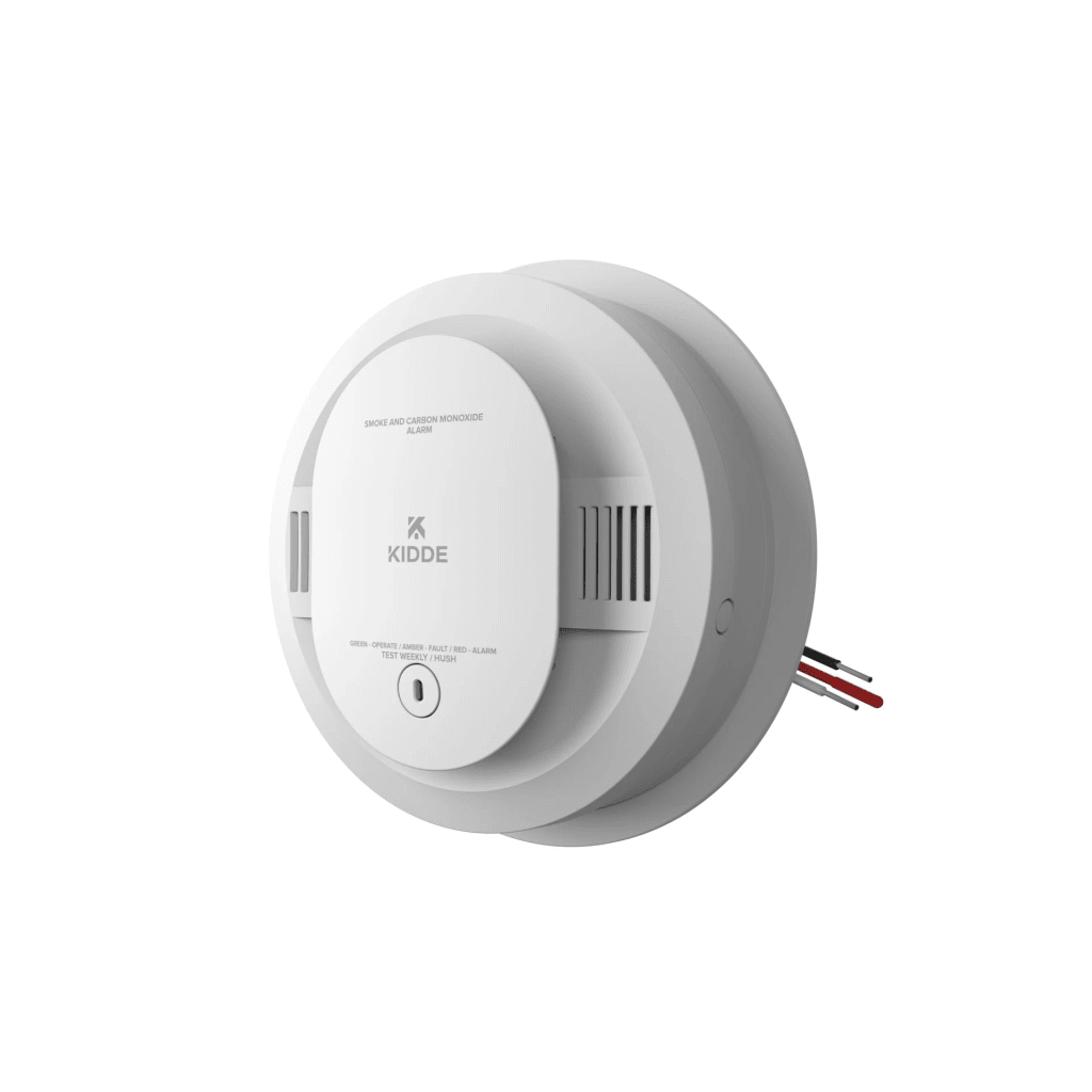 Alarma combinada de humo y monóxido de carbono, cableada a 120V CA con respaldo de batería AA, interconectable, paquete de 6