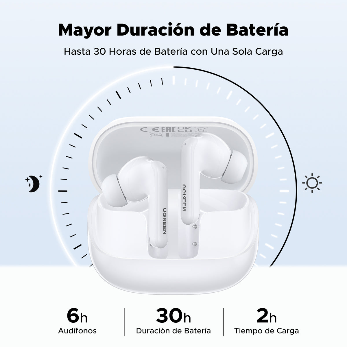 Auriculares Inalámbricos HiTune T6 Magic / Bluetooth 5.4 / Codec LDAC Hi-Res / Autonomía 6 Horas + 30 Horas con Estuche / USB-C / Cancelación de
