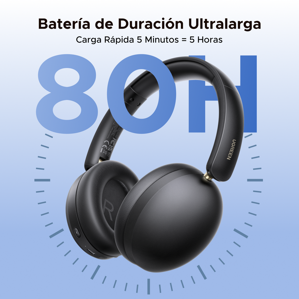 Auriculares HiTune Max2 / Bluetooth 5.4 / Latencia Ultra Baja 0.06s / Autonomía 80 Horas / Carga Rápida 5 Minutos para 5 Horas / Codecs AAC-SBC