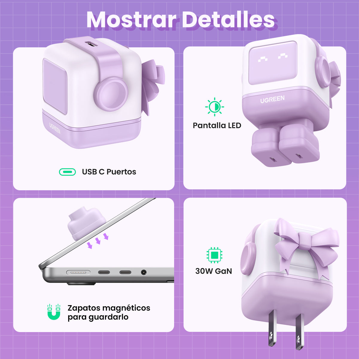 Cargador Rápido GaN 30W / USB-C PD3.0 PPS / Protocolos Múltiples / Protecciones Avanzadas / PC Material UL94-V0