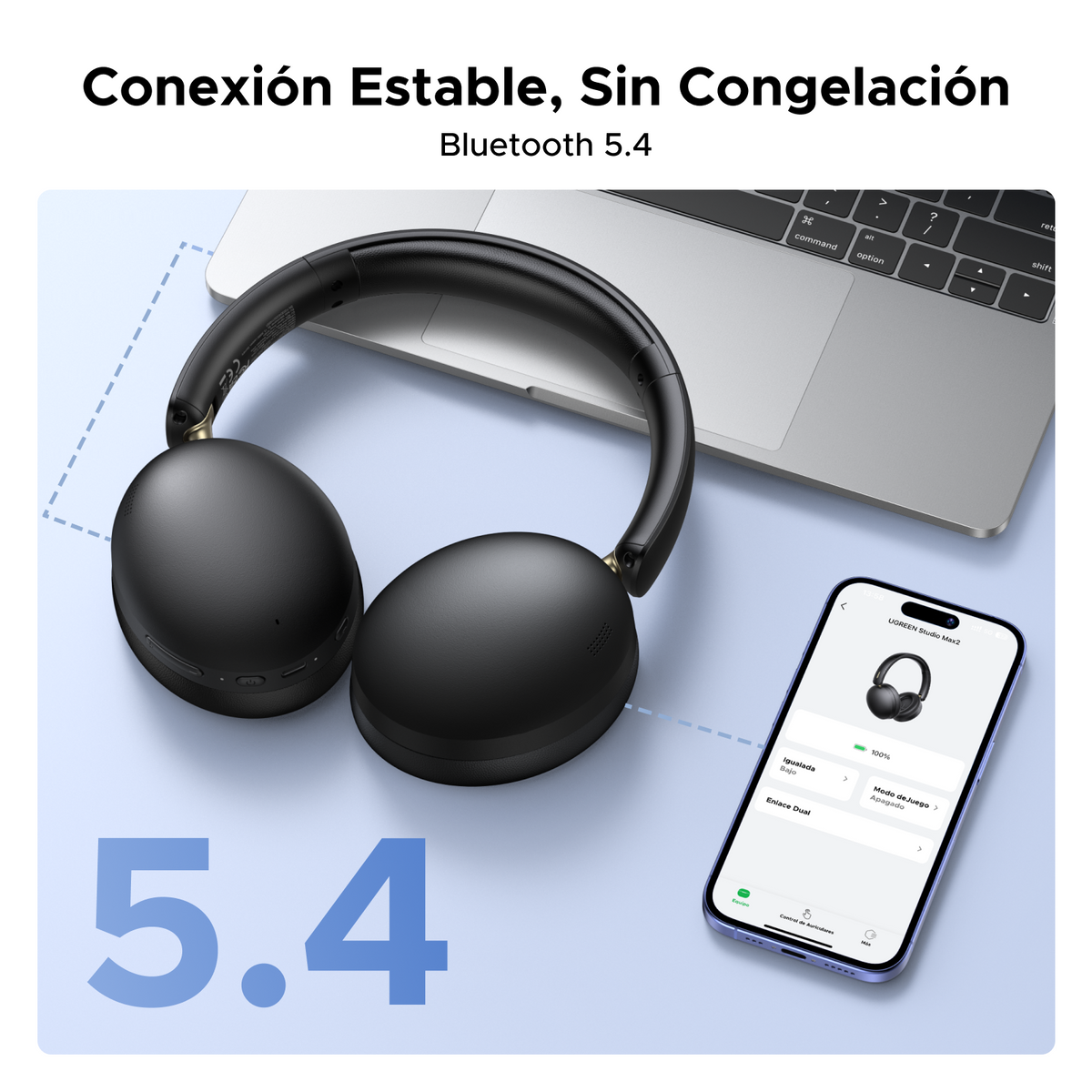 Auriculares HiTune Max2 / Bluetooth 5.4 / Latencia Ultra Baja 0.06s / Autonomía 80 Horas / Carga Rápida 5 Minutos para 5 Horas / Codecs AAC-SBC