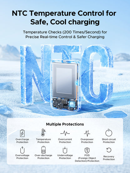 Power Bank 10000mAh con Cable Integrado 20W / Puerto USB-C PD3.0 PPS / Puerto USB-A SCP 22.5W / Batería Polímero Litio / Protecciones Múltiples
