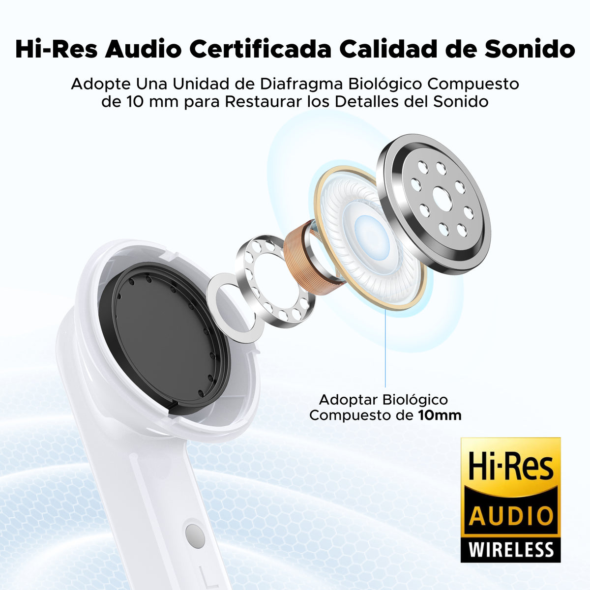 Auriculares Inalámbricos HiTune T6 Magic / Bluetooth 5.4 / Codec LDAC Hi-Res / Autonomía 6 Horas + 30 Horas con Estuche / USB-C / Cancelación de