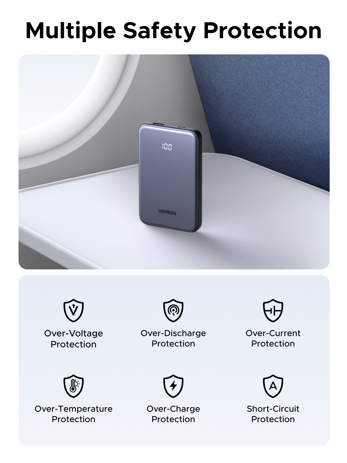 Power bank Ultradelgado 10000mAh / 20W Máximo / Puerto USB-C PD3.0 PPS / Puerto USB-A 22.5W / Batería Polímero de Litio / Pantalla Digital / Carga