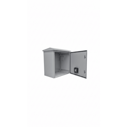 Gabinete Ventilado de Acero IP55 Uso en Exterior (593 x 609 x 399 mm) con Placa Trasera Interior Metálica y Compuerta Inferior Atornillable. Incluye