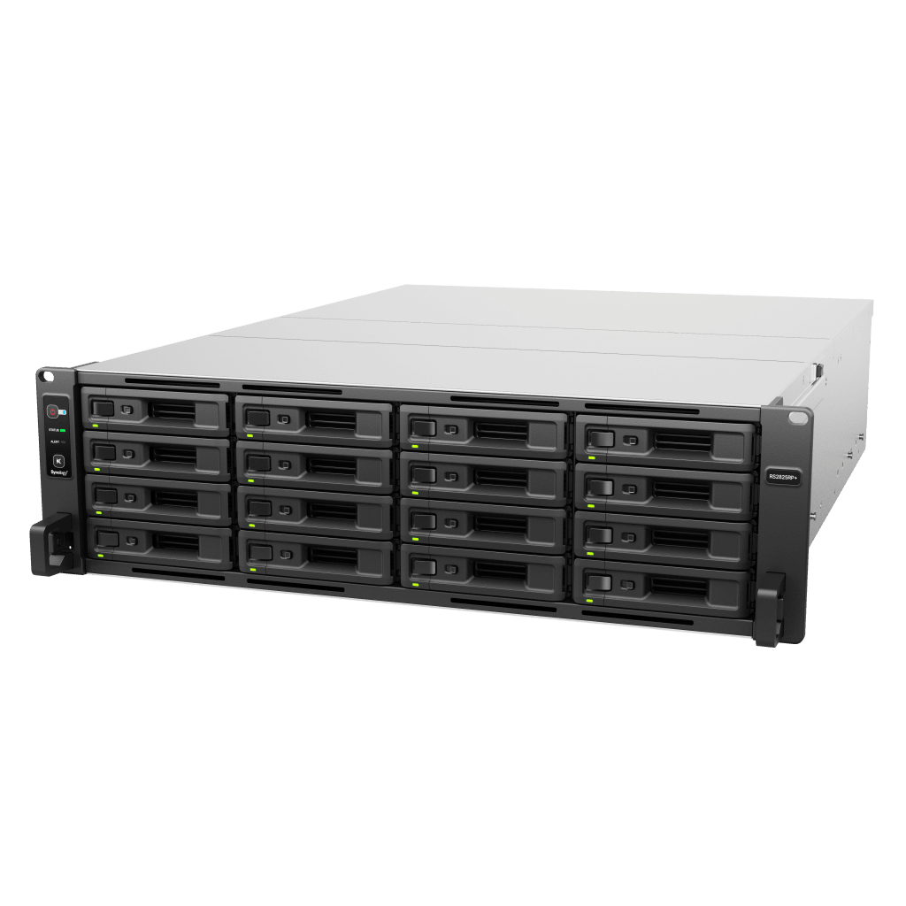 Servidor de Almacenamiento RackStation RS2825RP+ | 16 Bahías | 3U | Hasta 560 TB | Rendimiento 3,519/1,790 MB/s | Fuentes de Alimentación Duales |