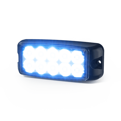 Luz de Advertencia de 10 LED, Rojo/Azul, 5x2 Pulgadas, Lente Transparente, Bisel Negro