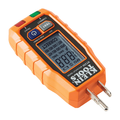 Probador de Tomacorrientes con Interruptor de Falla a Tierra (GFCI) con pantalla LCD
