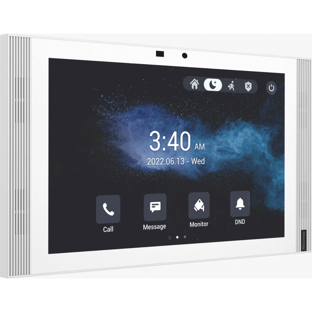 Monitor color blanco de 10" ips LCD / certificado por google play store / android 12 os / WI-FI 6 / PoE / SIP / entradas de alarma / administración