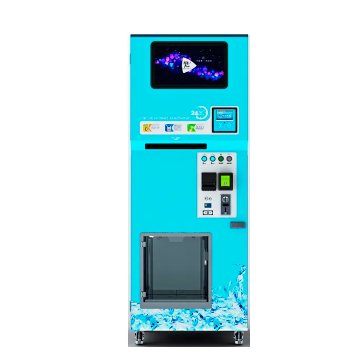 Maquina Expendedora COMBO de 140Kg al dia de Hielo Nuevo diseño con embolsado Semiautomático, Filtro, Pantalla, sistema remoto android y sistema de configuracion local Acepta monedas, billetes, Tarjeta de credito