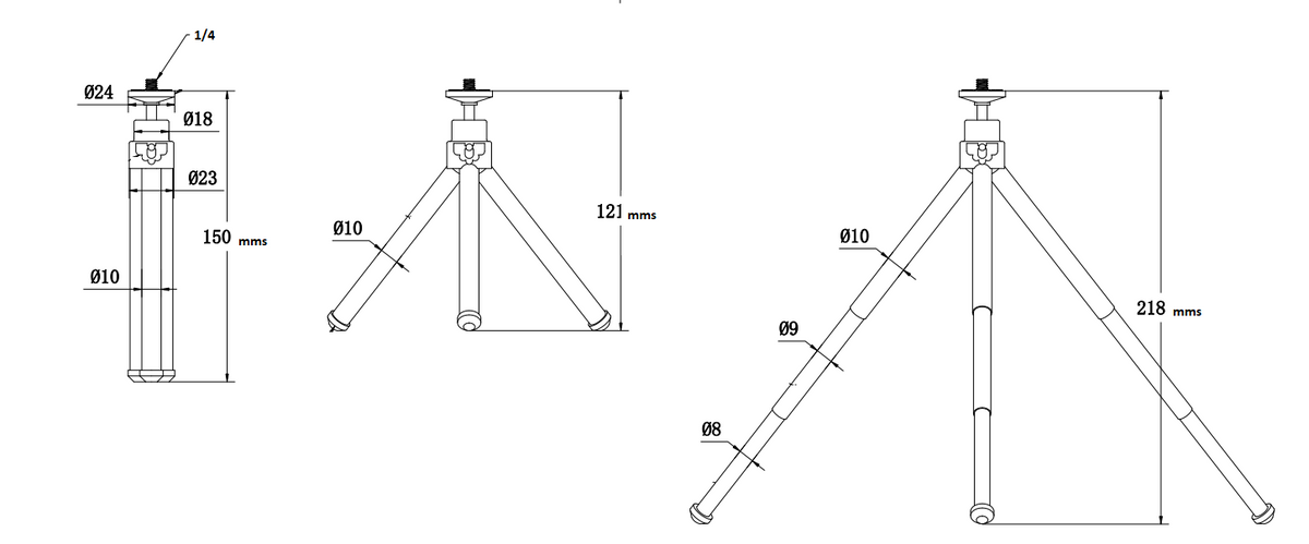 Tripie Para Cámaras Web / 15 a 30 cms / Tornillo 1/4 / Montaje Universal / Multiples Usos / Compatible con Multiples Marcas