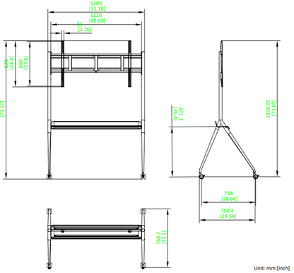 Montaje de Piso Móvil para Pantallas de 75 y 86" / Compatible con VESA / Incluye Soporte para Pantalla